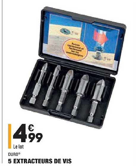 5 extracteurs de vis duro