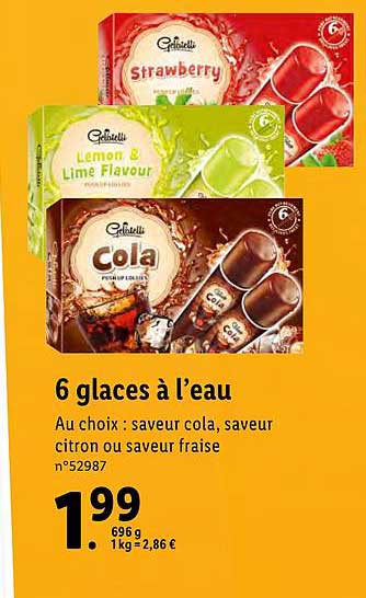 6 glaces à l'eau gelatelli