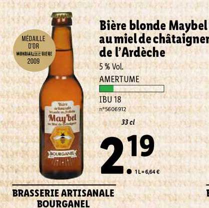 bière blonde maybel au miel de châtaigner de l'ardèche