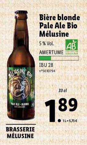 bière blonde pale ale bio mélusine