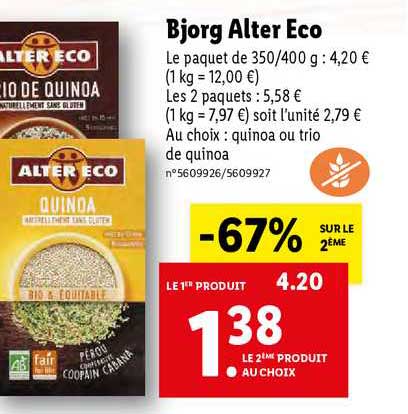 bjorg alter eco -67% sur le 2ème