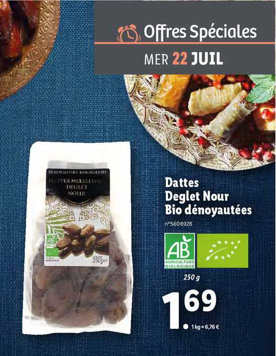 dattes deglet nour bio dénoyautées