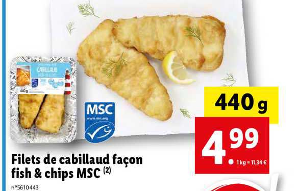 filets de cabillaud façon fish & chips msc