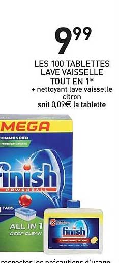 les 100 tablettes lave vaisselles tout en 1 finish