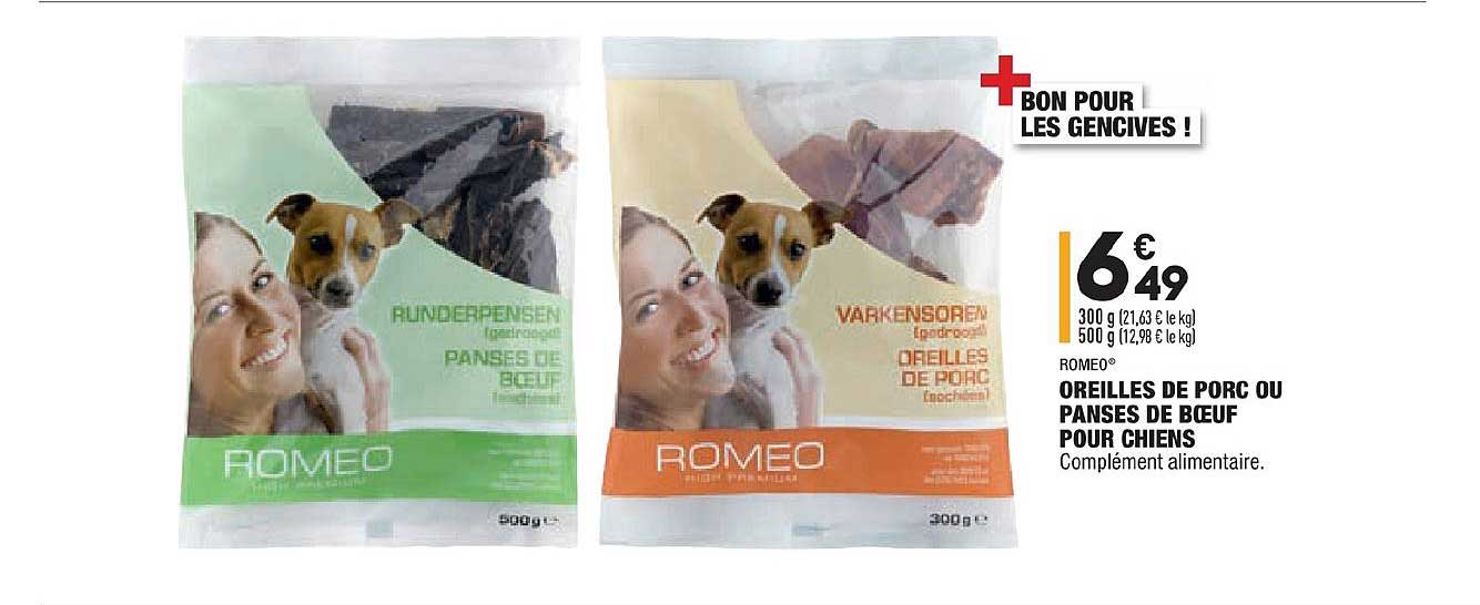 Oreille De Porc Ou Panses De Bœuf Pour Chiens Romeo