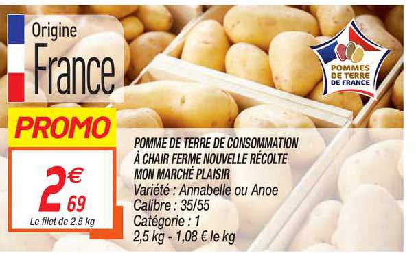 pomme de terre de consommation à chair ferme nouvelle récolte mon marché plaisir