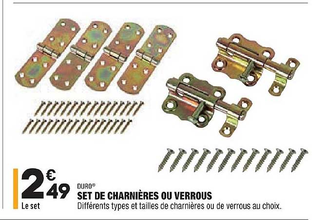 set de charnières ou verrous duro