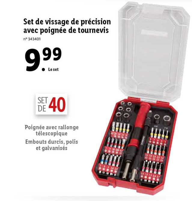 set de vissage de précision avec poignée de tournevis