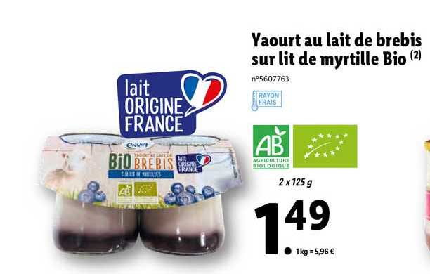 Yaourt Au Lait De Brebis Sur Lit De Myrtille Bio