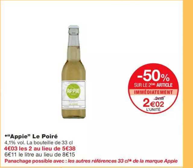 "appie" le poiré -50% sur le 2ème article immédiatement