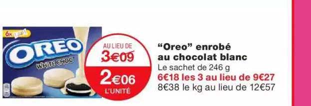 "oreo" enrobé au chocolat blanc