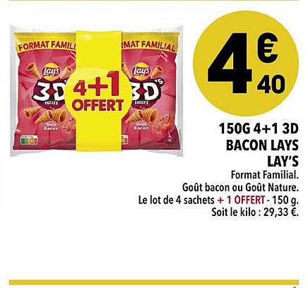 150g 4+1 3d bacon lays lay's