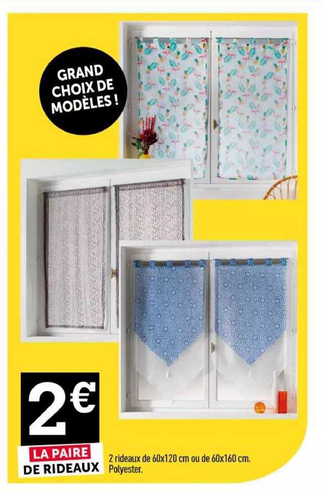 2 rideaux de 60x120cm ou de 60x160 cm polyester