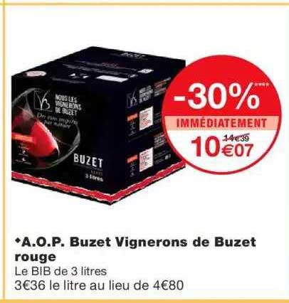 a.o.p. buzet vignerons de buzet rouge -30% immédiatement