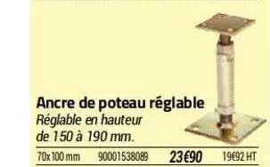 ancre de poteau réglable