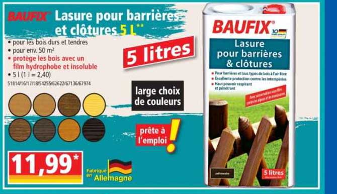 baufix lasure pour barrières et clôtures