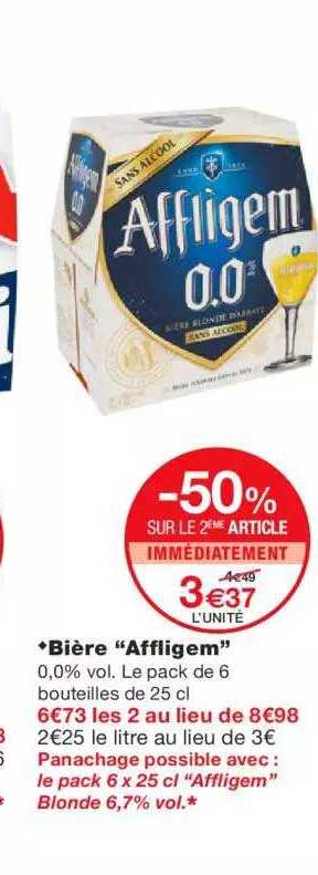 bière "affligem" -50% sur le 2ème article immédiatement