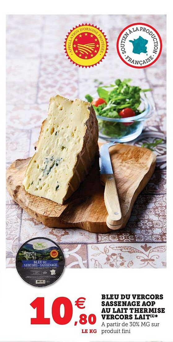 bleu du vercors sassenage aop au lait thermisé vercors lait