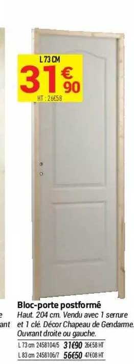 bloc-porte postformé