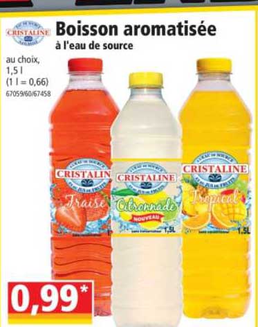 boisson aromatisée à l'eau de source cristaline