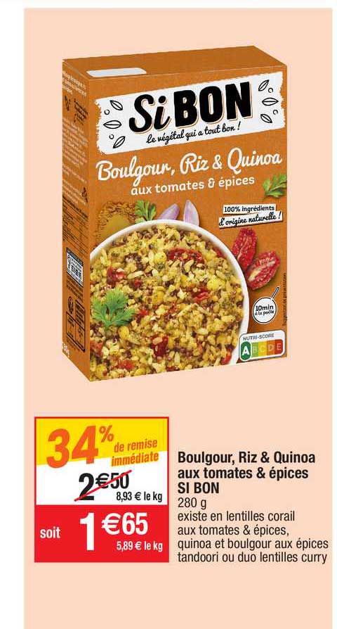 Boulgour, Riz & Quinoa Aux Tomates & épices Si Bon