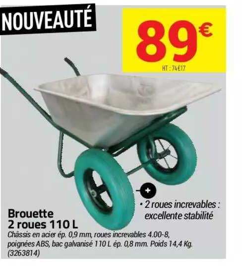 brouette 2 roues 110l