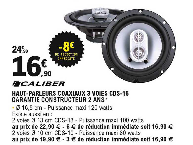 caliber haut-parleurs coaxiaux 3 voies cds-16