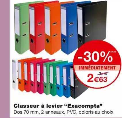 classeur à levier "exacompta" -30% immédiatement