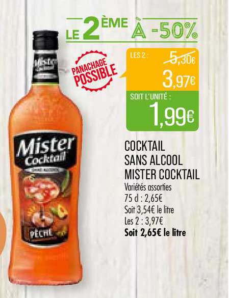 Cocktail Sans Alcool Mister Cocktail Le 2ème à -50%