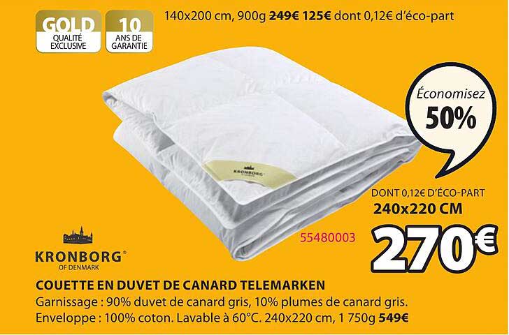 couette en duvet de canard telemarken kronborg of denmark