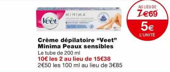 crème dépilatoire "veet" minima peaux sensibles