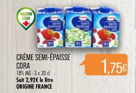 crème semi-épaisse cora