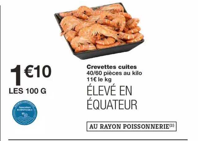 crevettes cuites 40 60 pièces au kilo