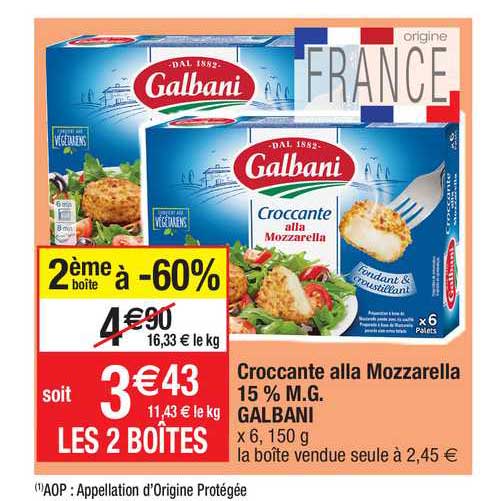 croccante alla mozzarella 15% m.g. galbani