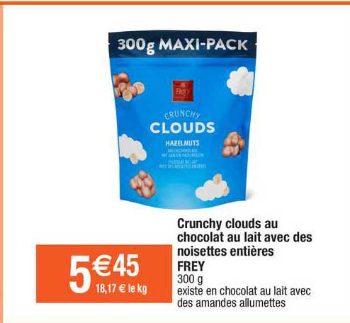 Crunchy Clouds Au Chocolat Au Lait Avec Des Noisettes Entières Frey