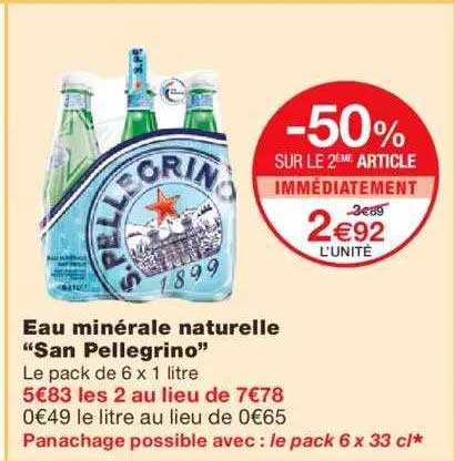 eau minérale naturelle "san pellegrino" -50% sur le 2ème article immédiatement