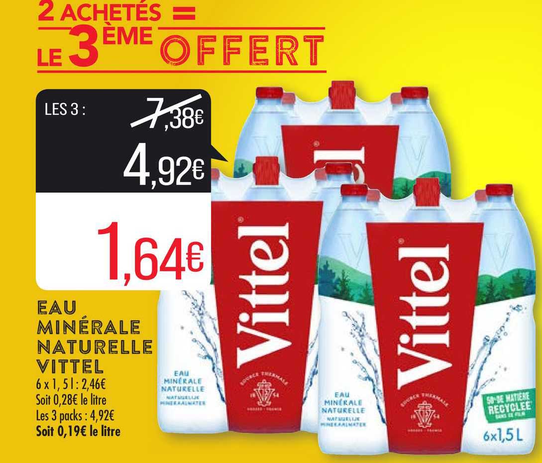 eau minérale naturelle vittel 2 achetés = le 3ème offert