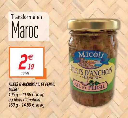 filets d'anchois ail et persil miceli