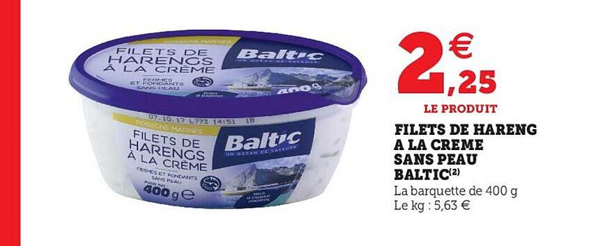 Filets De Hareng à La Crème Sans Peau Baltic