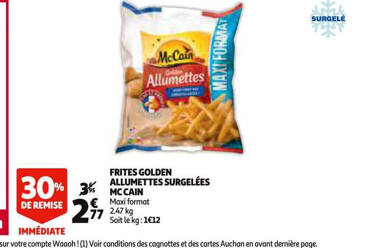 frites golden allumettes surgelées mc cain