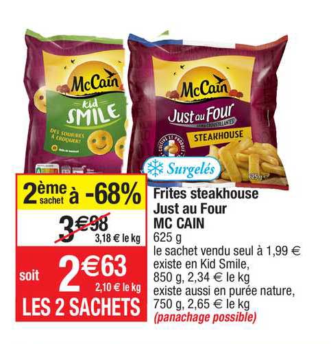 frites steakhouse just au four mc cain