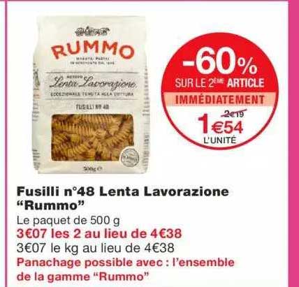 Fusilli N° 48 Lenta Lavorazione "rummo" -60% Sur Le 2ème Article Immédiatement