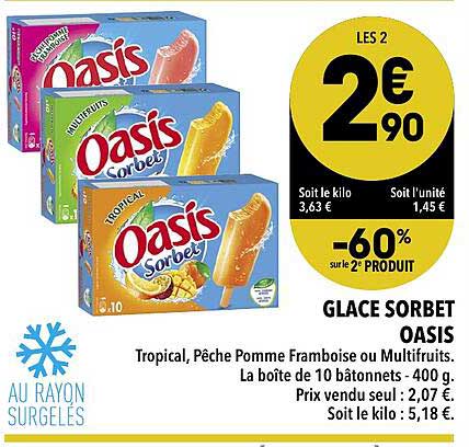 Glace Sorbet Oasis -60% Sur Le 2e Produit