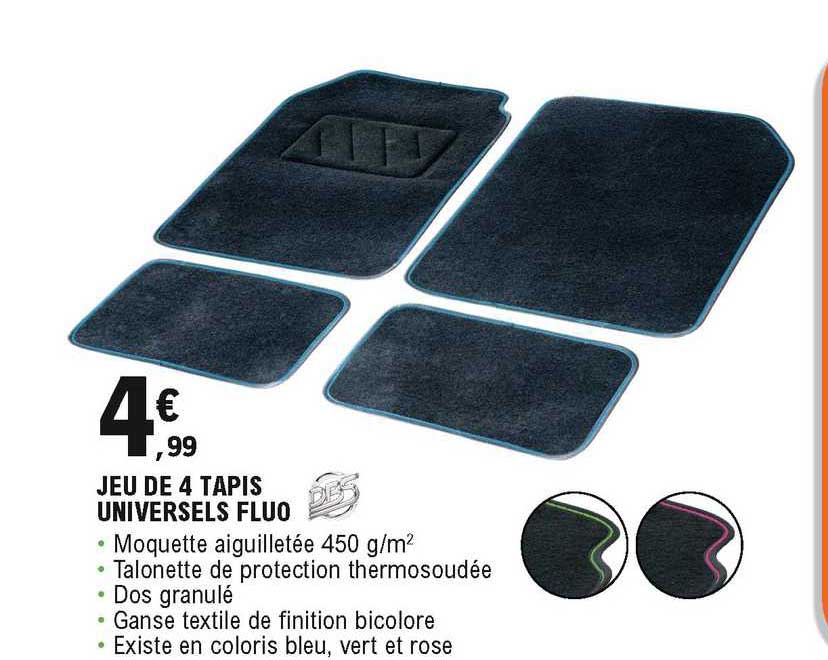 jeu de 4 tapis universels fluo