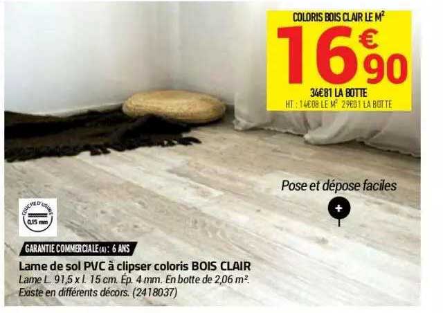 Lame De Sol Pvc à Clipser Coloris Bois Clair