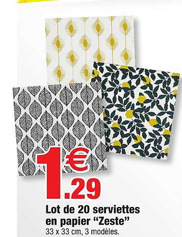 lot de 20 serviettes en papier "zeste"