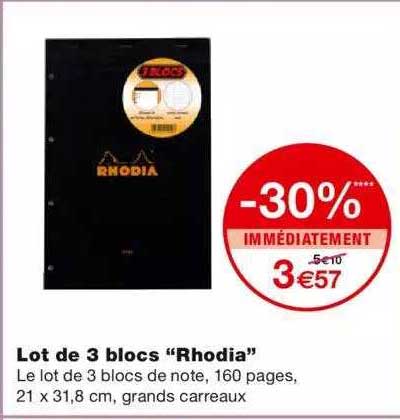 lot de 3 blocs "rhodia" -30% immédiatement