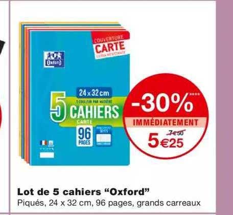 lot de 5 cahiers "oxford" -30% immédiatement