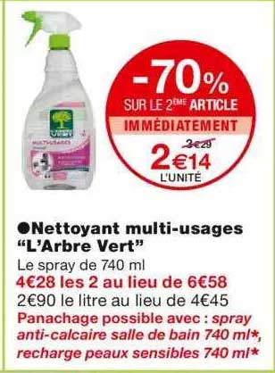 nettoyant multi-usages "l'arbre vert" -70% sur le 2ème article immédiatement