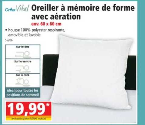 oreiller à mémoire de forme avec aération ortho vital